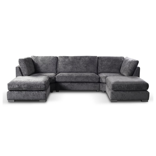 Bishop U Shape Corner Sofa Chenille Platinum Grey