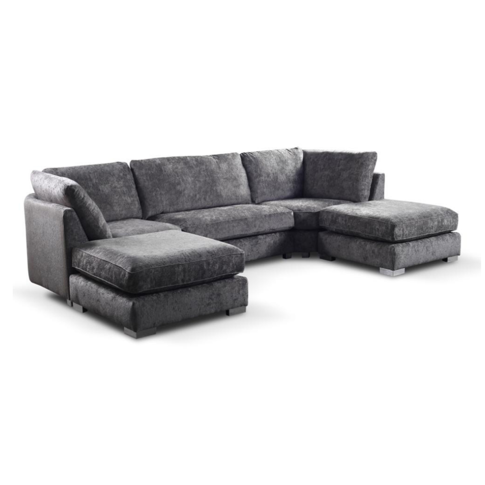 Bishop U Shape Corner Sofa Chenille Platinum Grey