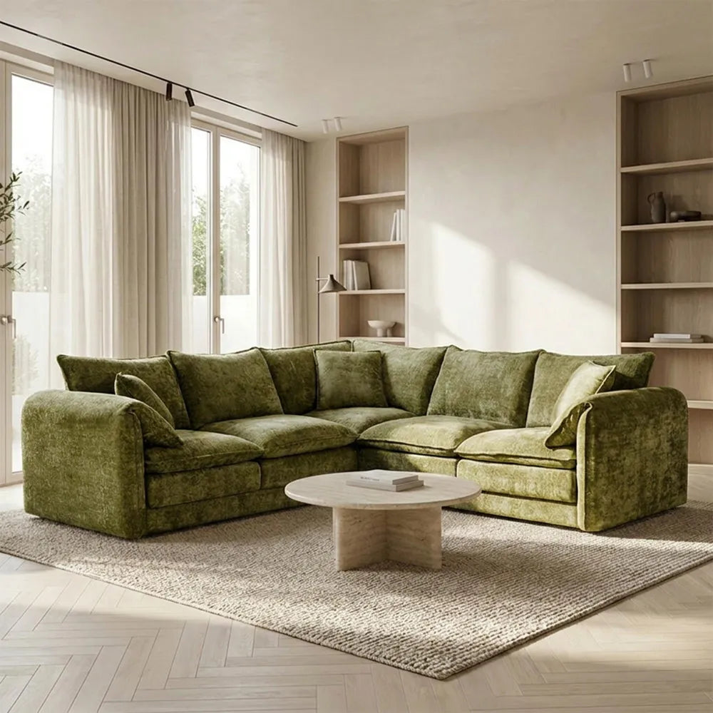 Solaya-Corner-Sofa-Green-Fabric-Large