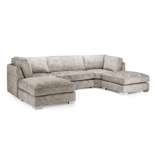 Bishop U Shape Corner Sofa Chenille Mink High Back