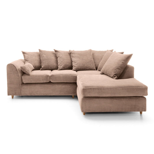 Jumbo Cord Corner Sofa Brown Right Facing
