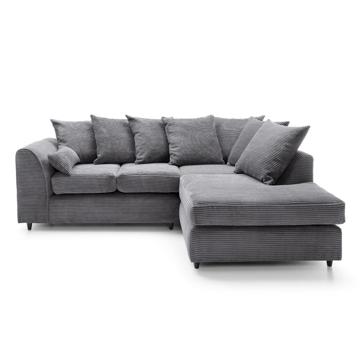 Jumbo Cord Corner Sofa Grey Right Facing