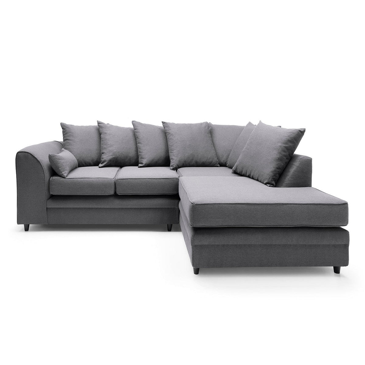 Plush Velvet Corner Sofa Right Facing Dark Grey
