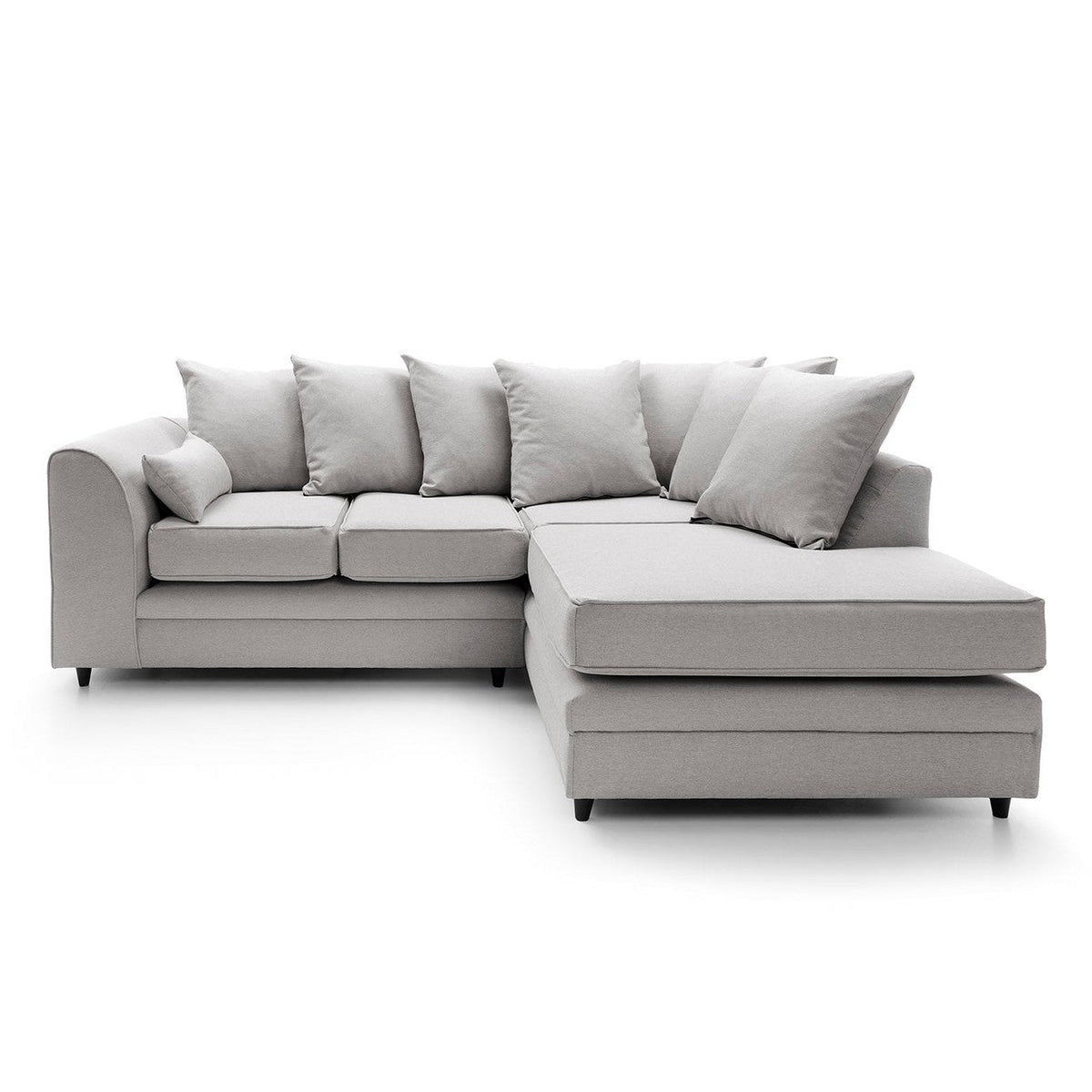 Plush Velvet Corner Sofa Right Facing Light Grey