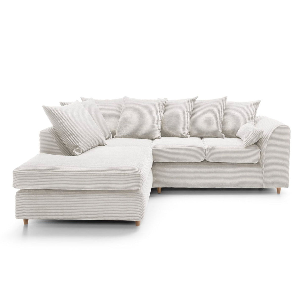 Jumbo Cord Corner Sofa White Left Facing