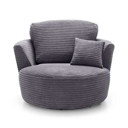 Jumbo Cord Swivel Chair Dark Grey