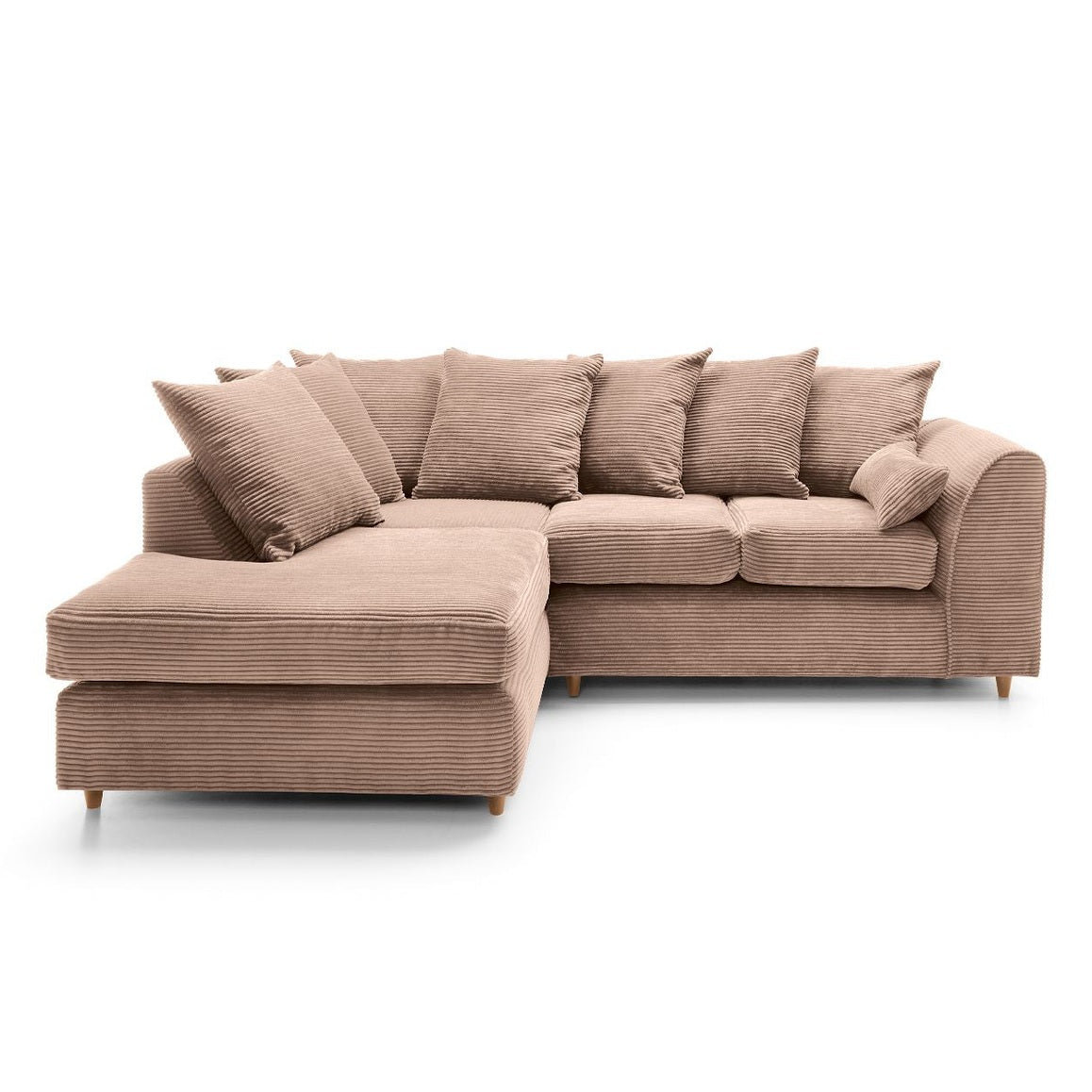 Jumbo Cord Corner Sofa Brown Left Facing