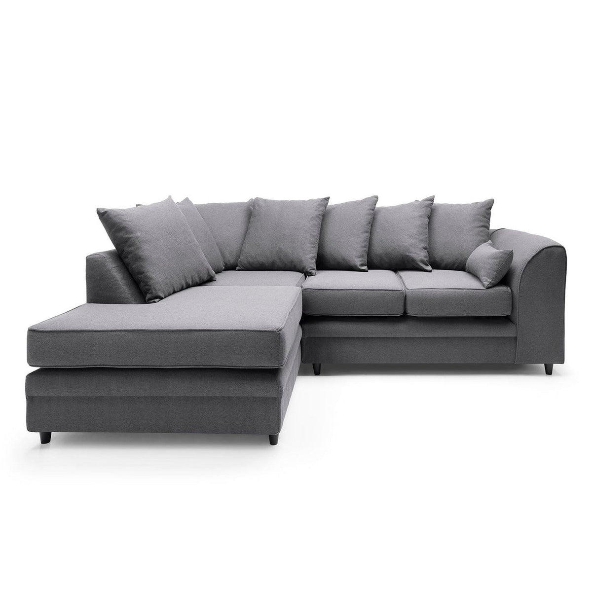 Plush Velvet Corner Sofa Left Facing Dark Grey