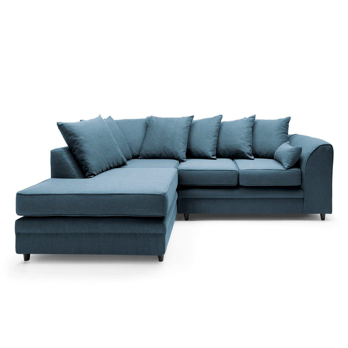 Plush Velvet Corner Sofa Left Facing Teal