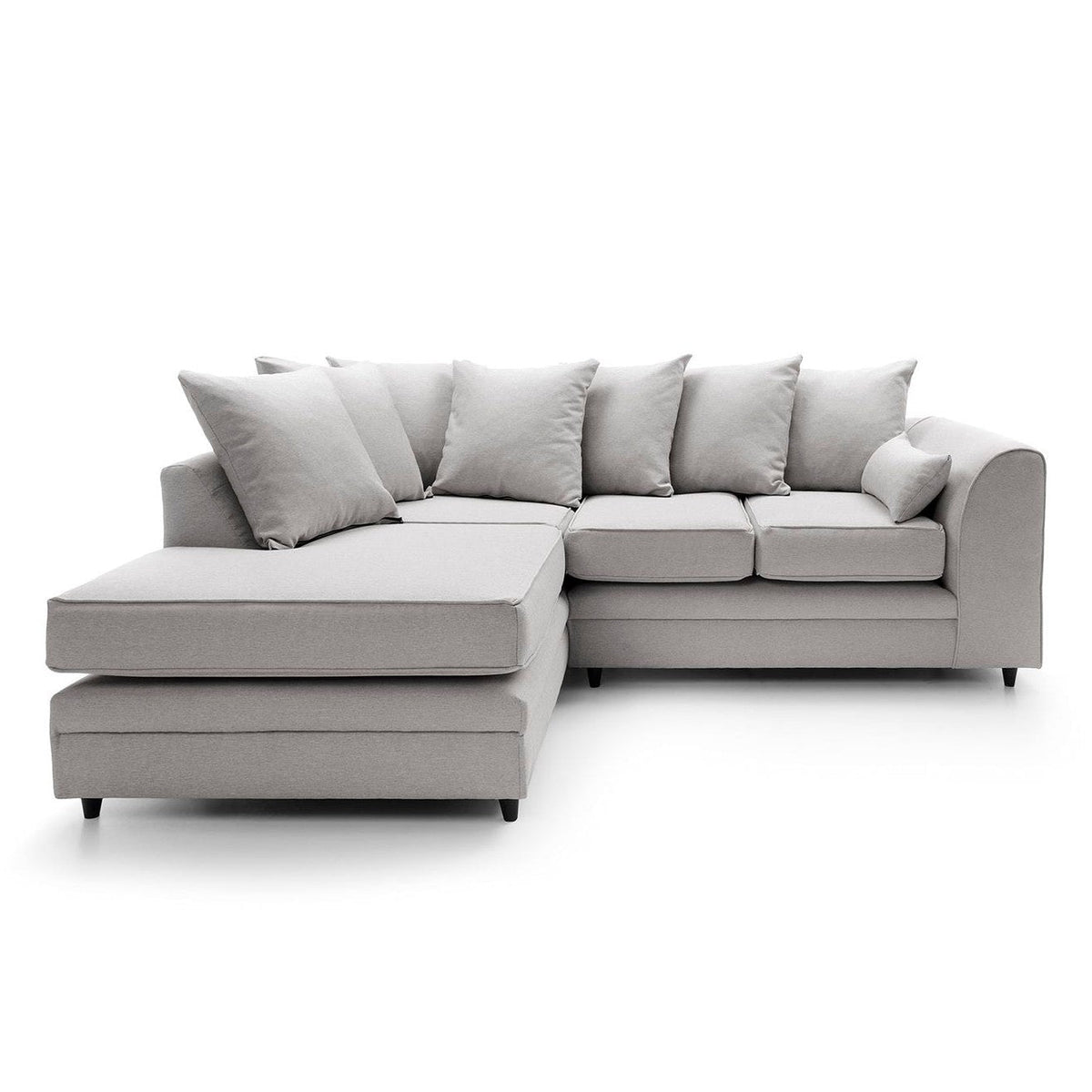 Plush Velvet Corner Sofa Left Facing Light Grey